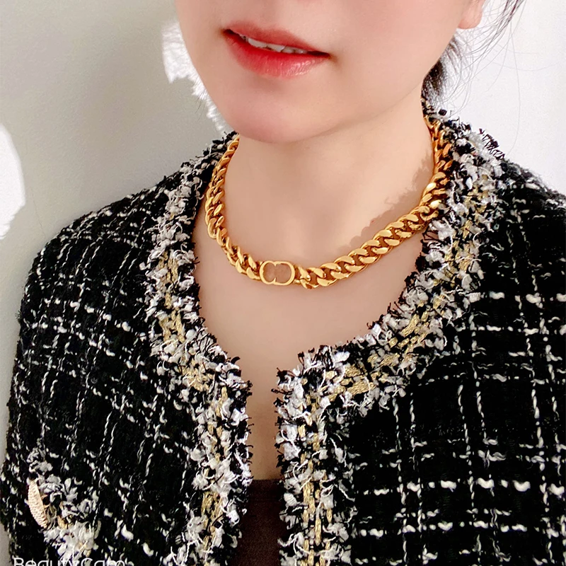 Stainless Steel Fine Jewelry Letter Metal Chain Choker Hardwear Necklace Punk Style For Daily Party Couples |