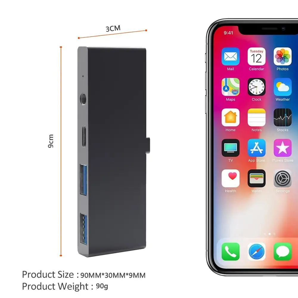 tebe USB C концентратор 5 в 1 Тип c до 4k HDMI с 3 портами (стандарт 0 адаптер мм Aux для
