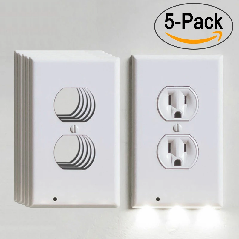 5Pack Kohree 10 шт розетки накладка-чехол с светодиодный ночной Светильник Безопасности Светильник Сенсор штекер накладка розетка переключатель крышки для прихожей - Испускаемый цвет: 5Pack