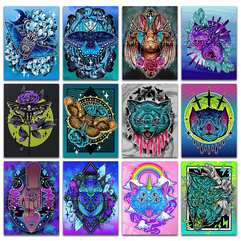 Полностью Квадратный бриллиант 5D Вышивка крестом животные Красочные бабочки