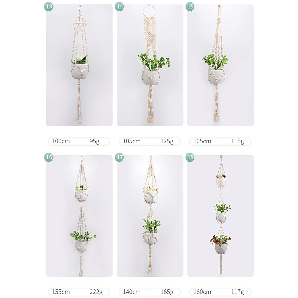 

Handmade Macrame Hanging Baskets Flowerpot Plant Holder Hanger Flower Pot Planter Basket Jute Rope Braided Craft Garden Decor