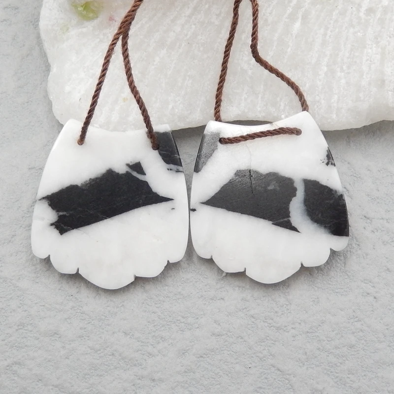 Серьги с полудрагоценными камнями белая яшма Зебра серьги перьями ручной резки