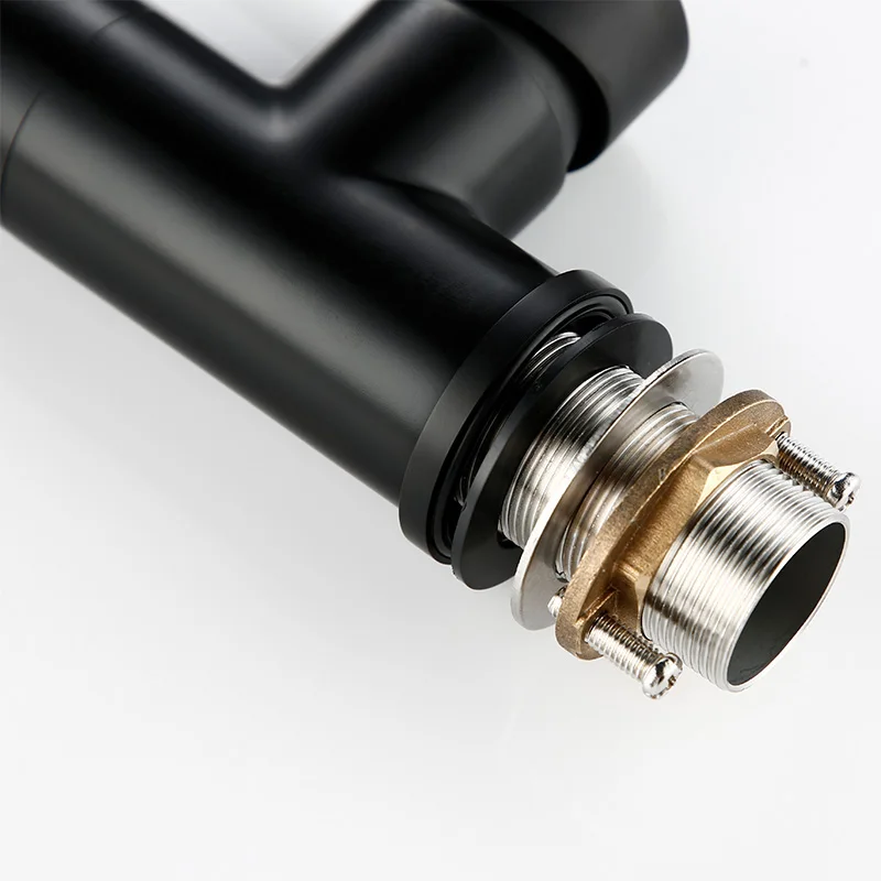 Высококачественный матовый черный кухонный смеситель в минималистском стиле