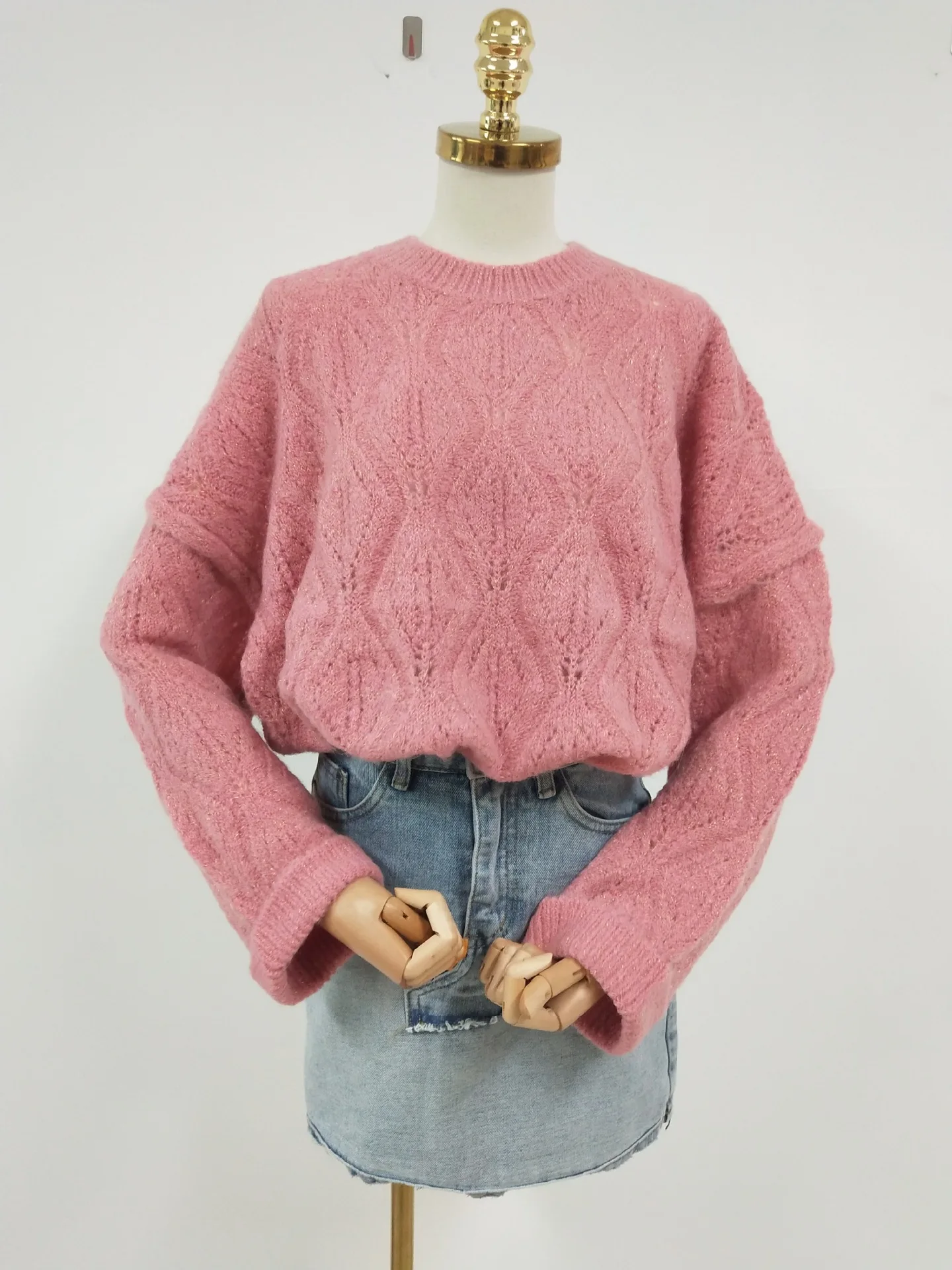 

Korean 2020 Autumn And Winter Streetwear Fashion Plus Size O Neck Long Sleeve Pink Red Knitted Sweater Women Pullover