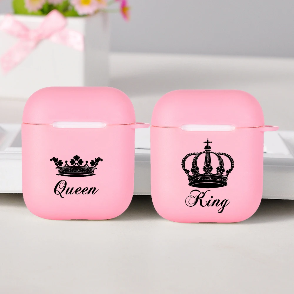 

2021 Cover for Airpods 1/2 Earphone king queen couple letter fashion Protector Fundas Airpods Case Air Pods Charging Box Bags