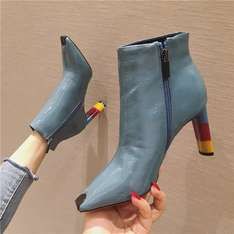 Зимние новые женские ботильоны с квадратным носком в ретро стиле Модная Женская