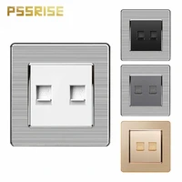 pssrise household socket double telephone double computer double tv wall socket 86mm 86mm stainless steel panel socket