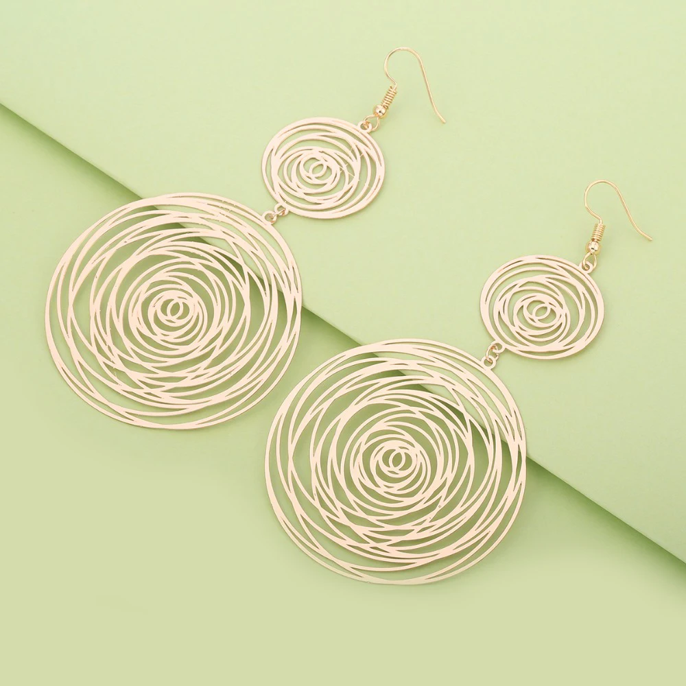 

Vintage Round Long Women's Earrings Charm Bohemia Big And Small Circular Maze Drop Earring Gift For Best Friend Wife Girlfriend