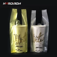 10x30cm 400pcs plastic bags 650ml transparent single cup pocket portable handle sack coffee milk tea drink disposable pouch