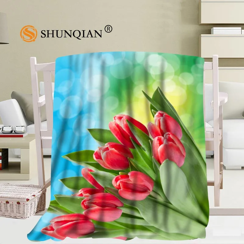 

Custom colorful tulips Blanket Manta Falafel Blanket Sofa/Bed/Plane Travel Plaids Bedding Set 56x80inch 50X60inch 40X50inch