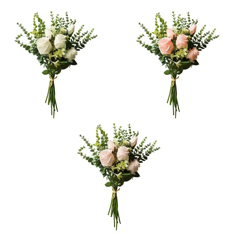 

Artificial Rose Bouquet Fake Flowers Bride Wedding Holding Flower Home Office Decoration Fake Flowers Party DIY Decoration