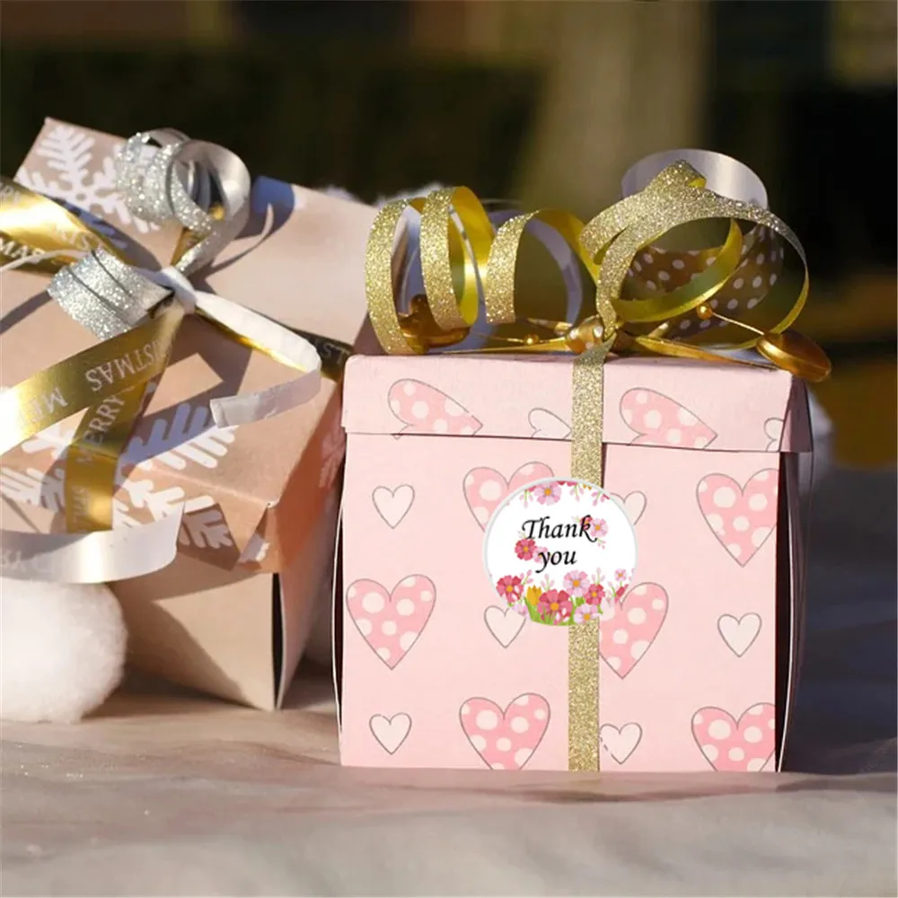 

500pcs/roll Thank You Floral Stickers For Seal Labels Gift Packaging Stickers Birthday Party Stationery Sticker