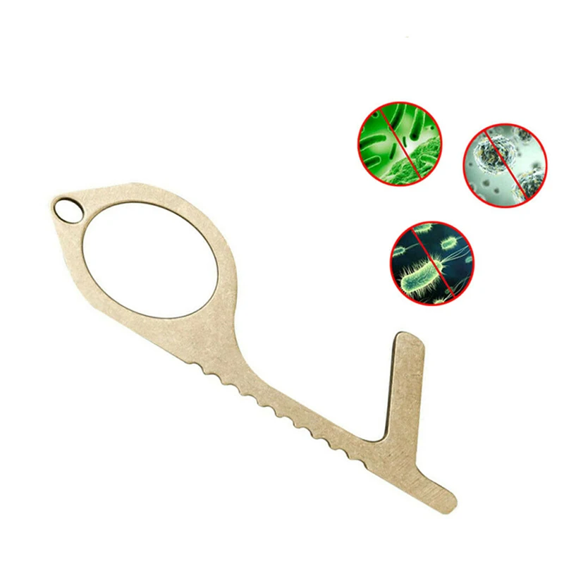 Гигиеническая ручная Антимикробная латунная дверная открывалка портативный