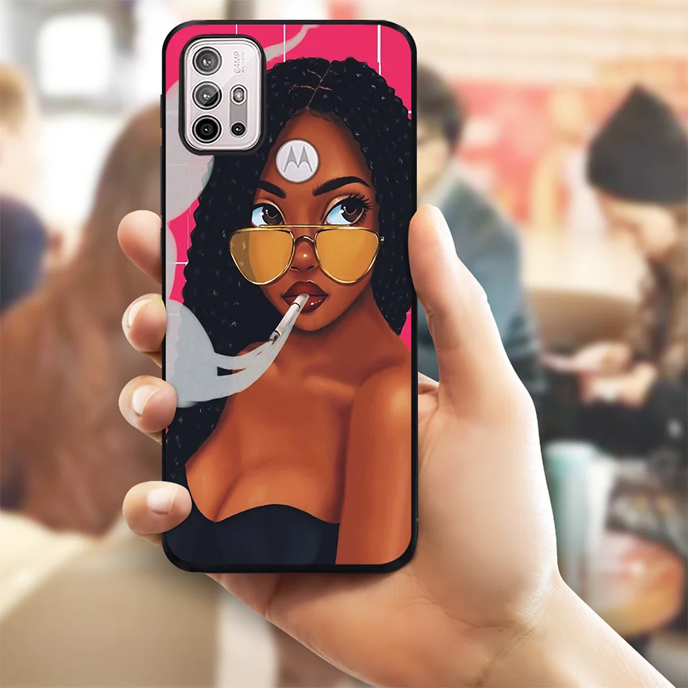 

Black Girl Phone Cover for Motorola G30 G50 G60 2021 Stylus G Play E20 Edge 20Lite Pro Fusion E7 Plus Melanin Cover Fundas Coque