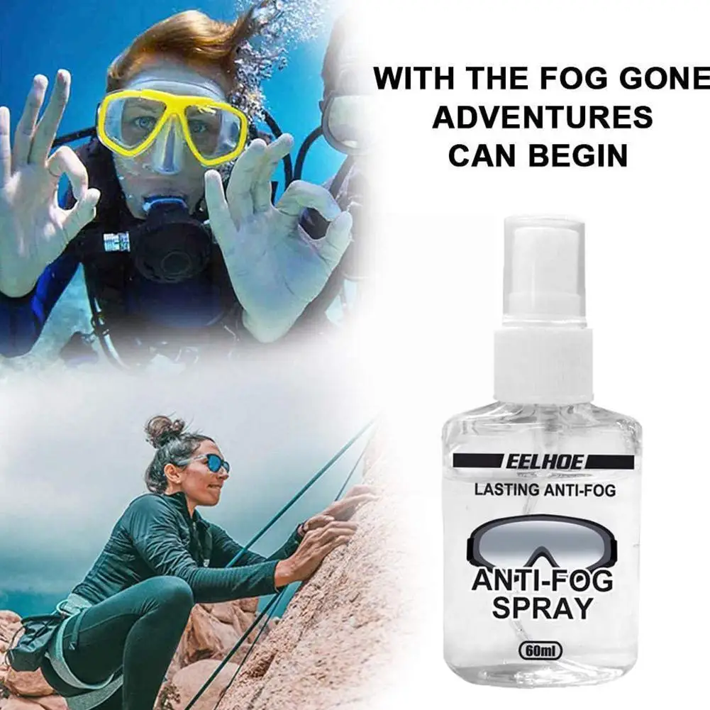 

60ml Antifogging Spray Ski Goggles Anti-fogging Agent Swimming Solution Glasses Camera Waterproof Antifogging Cleaner Spray D3O5