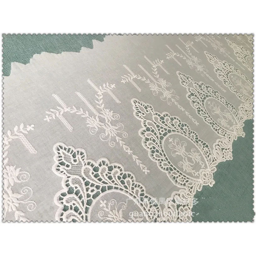 Кружевная ткань с вышивкой белого цвета шириной 33 см хлопковое кружево для шитья