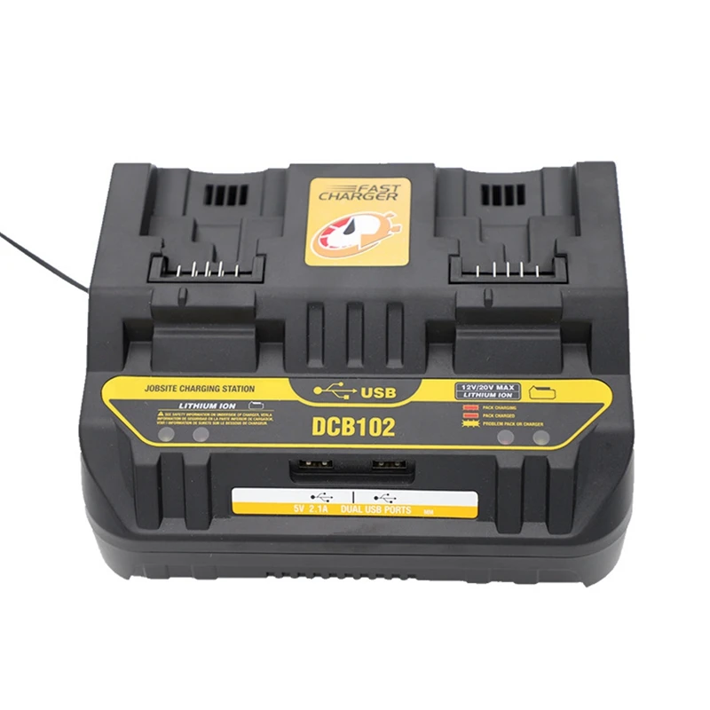 

Li-Ion Battery Charger 2 Slide Port 4A Charging Current USB 2A Out DCB200 DCB140 for 14.4V 18V Lithium Tool EU PLUG