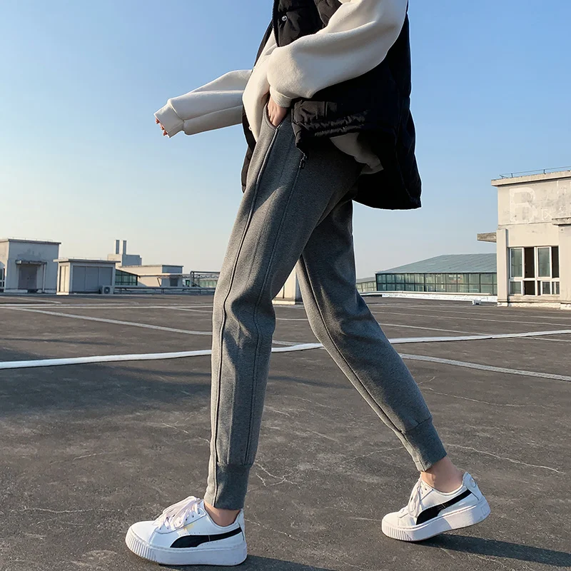

Women Pants Warm Winter Casual Loose Joggers Korean Style Black High Waist Grey Thick Fleece Workout Sweatpants for Women