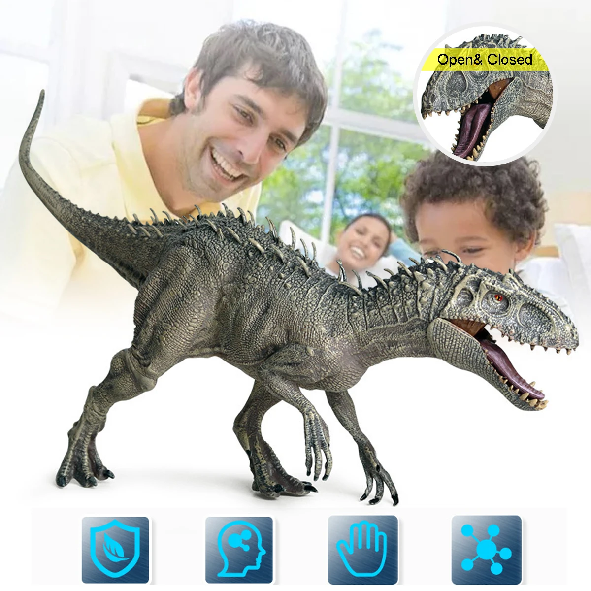 

2020 New 34x8x15cm Jurassic Indominus Rex Action Figures Open Mouth Savage Tyrannosaurus Dinossauro World Animals Model Kid Toy