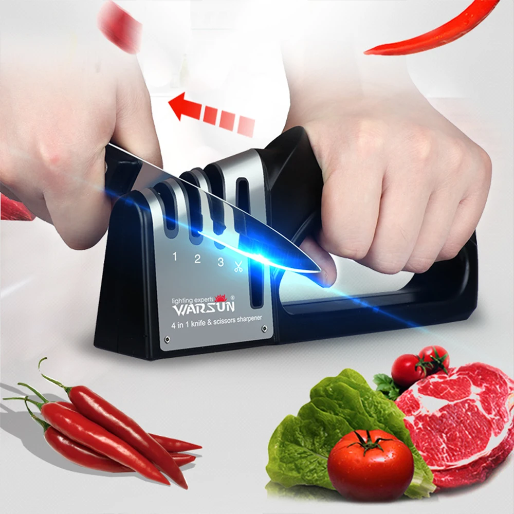 

4 IN 1 Professional Knife Sharpene Kitchen Household Hand-held Diamond Sharpening Knife Sharpening Multifunctional Non-electric