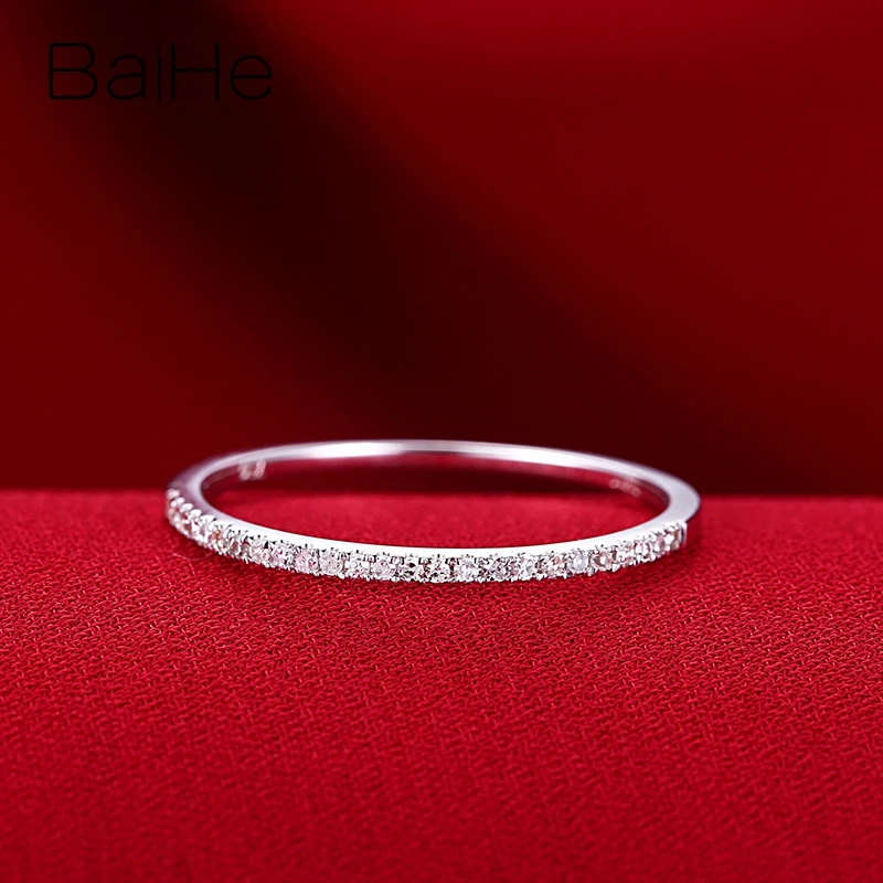 BAIHE однотонное 10k белое золото 0.1CT круглые натуральные бриллианты ювелирные