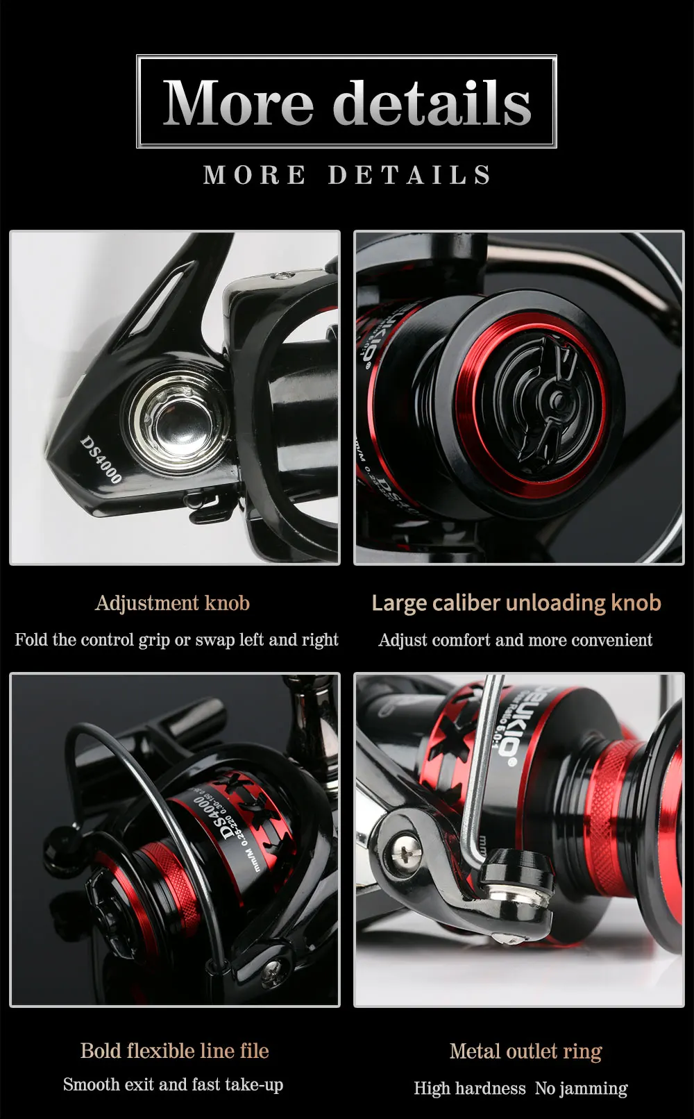 Чистые красные рыболовные спиннинговые Катушки DS 2000 ~ 7000 с металлической ручкой