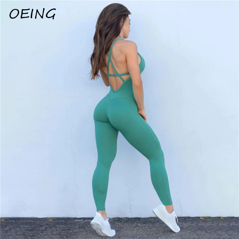 

Women's Fitness Jumpsuit Sport Wear Work Out Gym Clothes Tights Backless Active Playsuits 2021