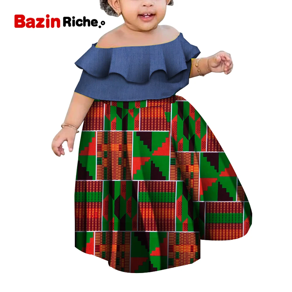 Летняя африканская одежда для девочек Анкара Детская Хлопковая восковая с