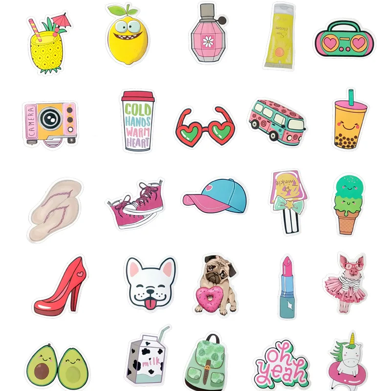 50 шт. розовый мультфильм VSCO девушка наклейки детские игрушки водонепроницаемый