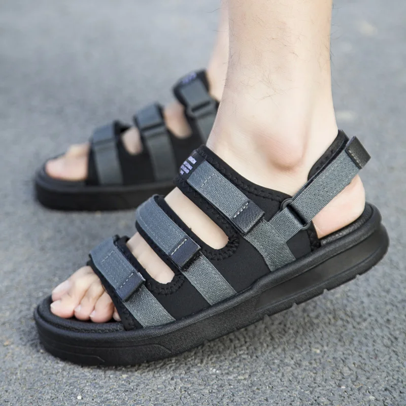 Мужские сандалии с ремешком на щиколотке коричневые дышащие босоножки