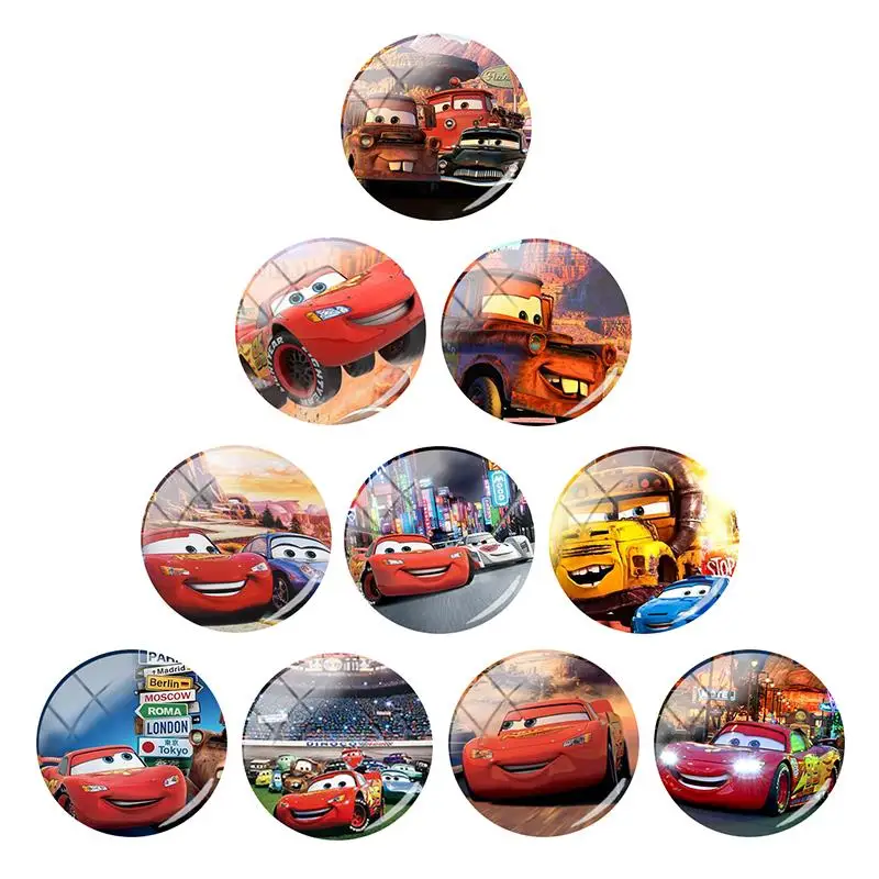 

Disney Characters Catoon Mater Shape Printing Photo Glass Cabochon Round Dome Flat Bottom DIY Making Jewelry New Fashion FWN755