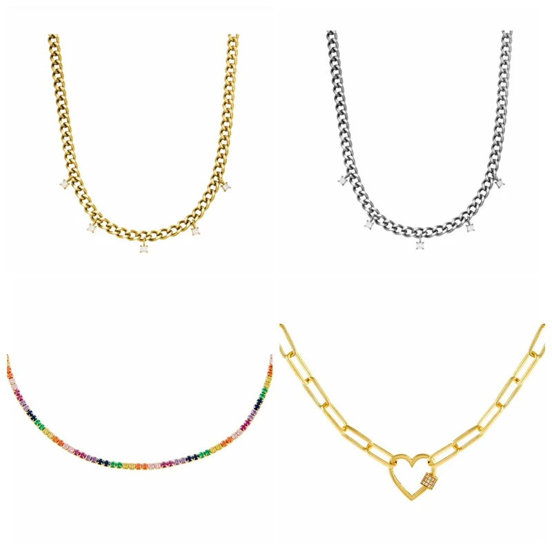 

MC Rainbow Color Necklace For Women Girls Female Chains Choker with Heart Drop Exquisite Bohemia 2022 New Trend Fashion Jewelry