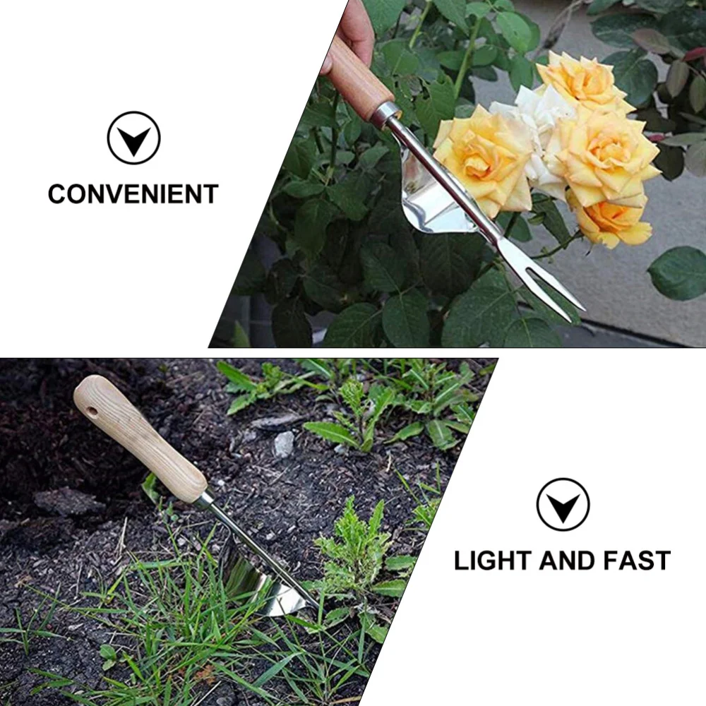 

2Pcs Household Weeding Tools Wood Handle Weeding Devices Manual Weeders