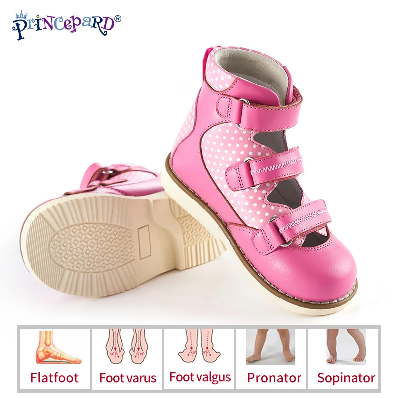 Princepard Summer Autumn Orthopedic Supportive Shoes for Kids Genuine Leather Child Orthopedic Sandals European Size 19-37