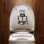 Милый Кот Shh наклейки на унитаз DIY ванная комната сиденье на унитаз Наклейка на стену домашняя декоративная Наклейка Декор на стены с персонажами мультфильмов плакат художественная наклейка