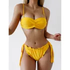 Однотонный женский купальник с высокой талией, сексуальные бикини, комплект для женщин 2021, разные цвета, летний желтый купальник с пуш-ап