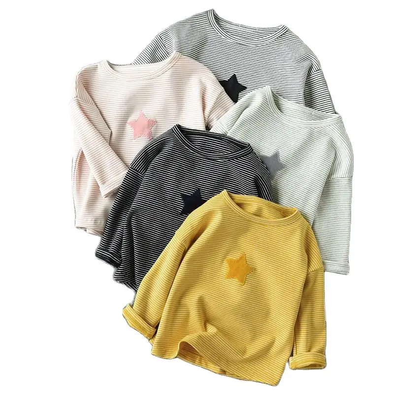 

VIDMID Baby stripe T-shirt children's versatile T-Shirt Top Boys and girls long sleeve bottoming t-shirt tops P5647