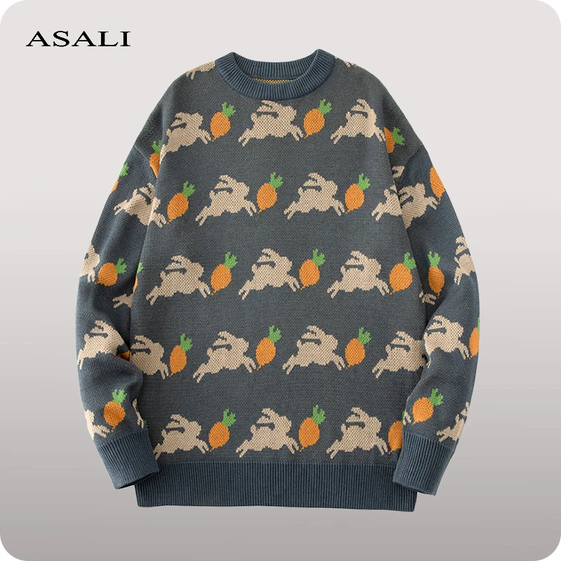 

Oversize Mens Sweaters Pullovers Streetwear Anime Harajuku Knitted Sweater Men Tops 2021 Fashion Hip Hop Mens Clothing Cotton