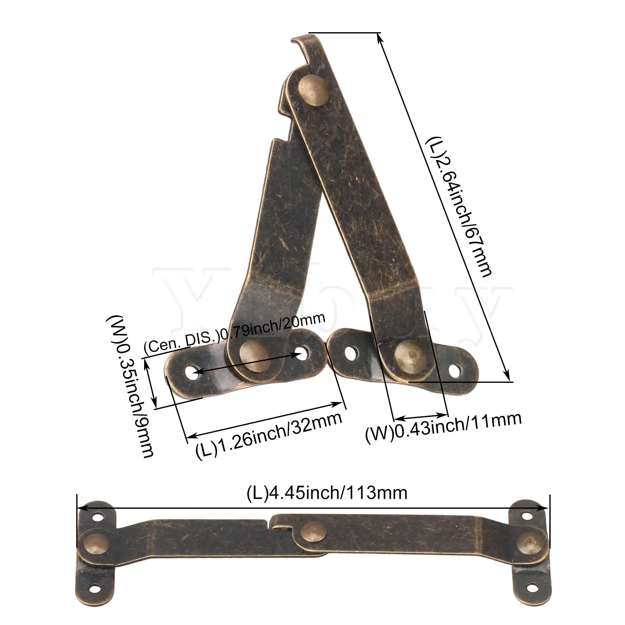 

10 Pieces Folding Support Hinges Furniture Cabinet Lid Hinges 67x11mm