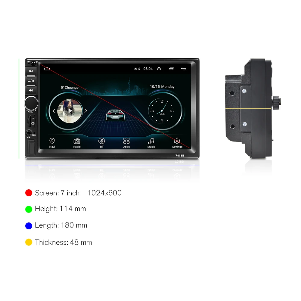 Автомагнитола Hikity 7018B мультимедийный проигрыватель 2 DIn с 7 дюймовым экраном Wi-Fi