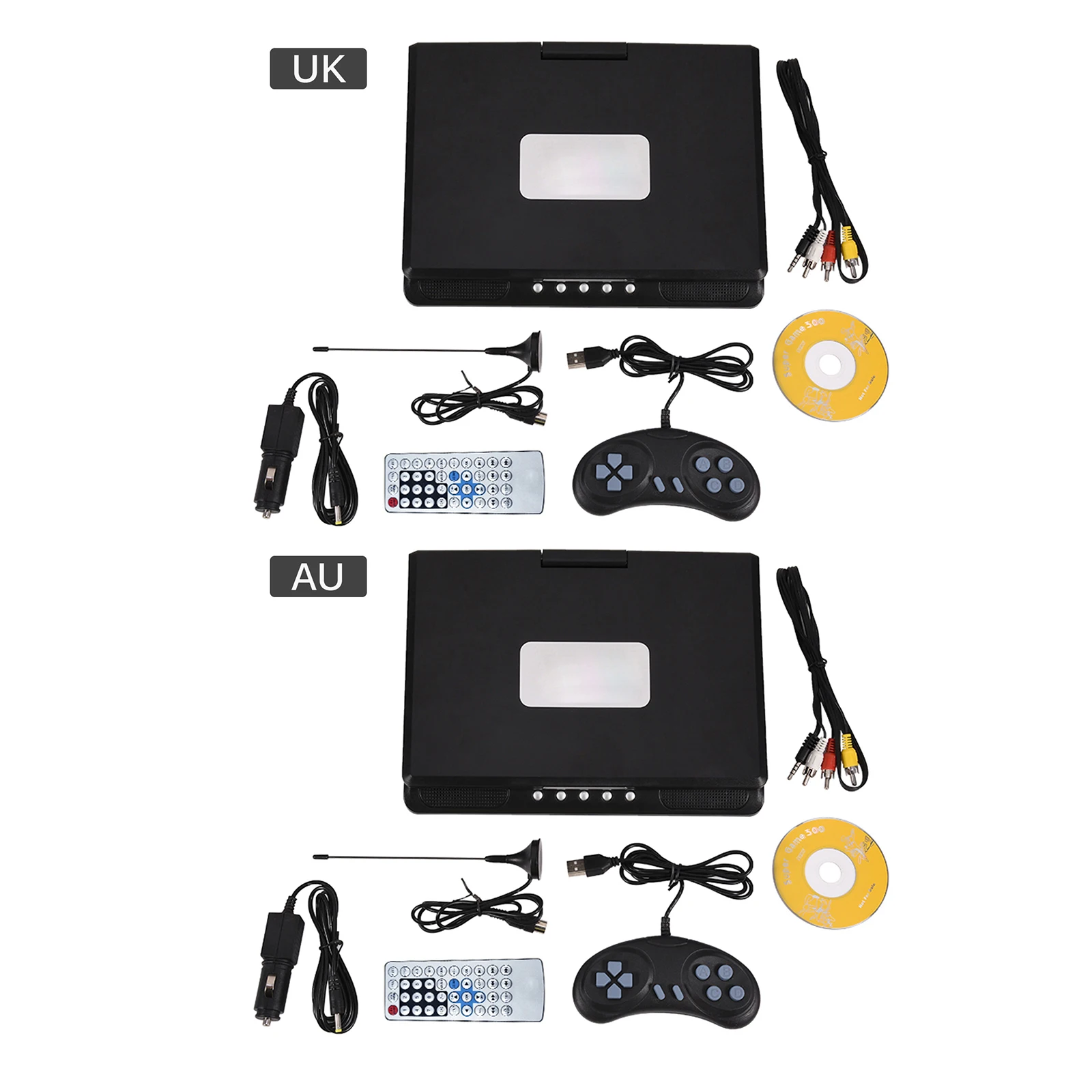 

9.8inch Portable HD UK/AU TV Home Car DVD Player VCD CD MP3 DVD Player USB Cards TV Cable Game Rotate LCD Screen CD Player