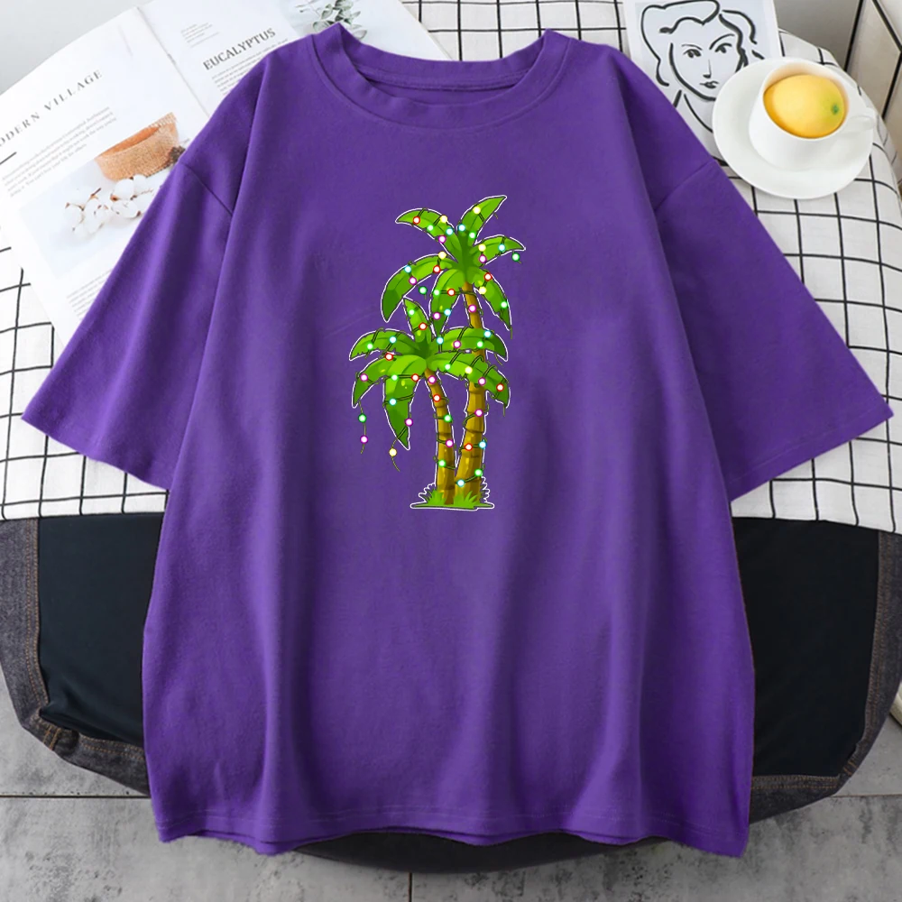 

Support Purchasing Palm Tree Beach Print Woman T-shirt Spring Summer Tee Shirt Fashion Loose T-shirt Soft Anime Tshirt Woman