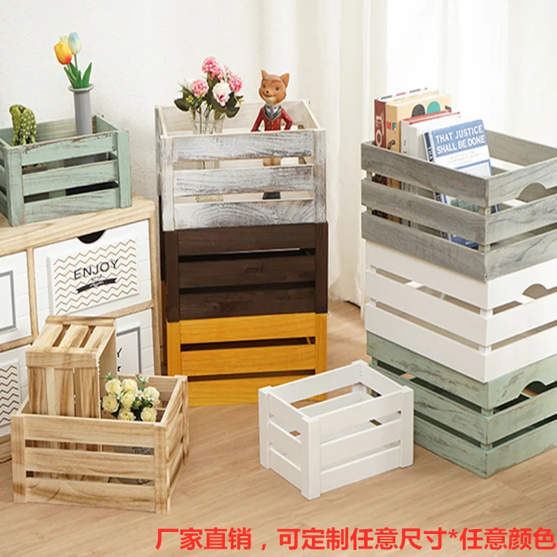 

Retro Wooden Box Storage Box Wooden Box Storage Window Display Supermarket Wooden Basket Decoration Wooden Box Rectangular