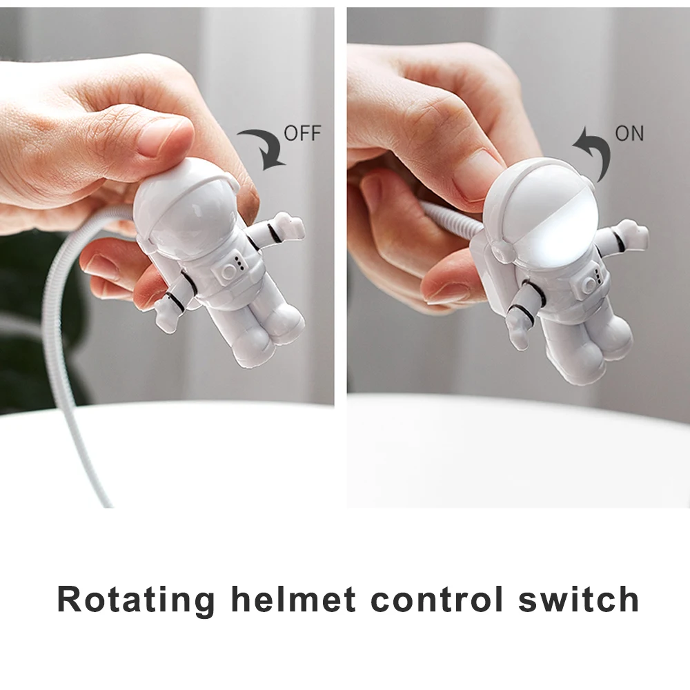 Белый гибкий светодиодный Светильник-ночник с usb-трубкой космонавта для