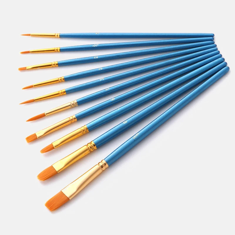 

10 шт., Детские кисти с деревянной ручкой