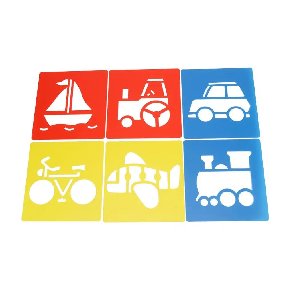 

6 шт./комплект шаблонов для полотен для рисования, детская живопись, трафареты для граффити своими руками, аэрозольная окраска, планировщик для скрапбукинга, инструмент для рисования царапинами