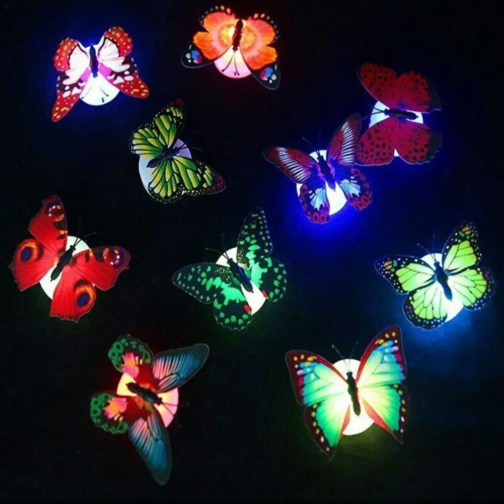 

1pcs Led Glowing Butterflie Toy Wall Decals Color Change Colorful Decor Stickers Color Home Luminous Wall Random Wall Butter H7Z