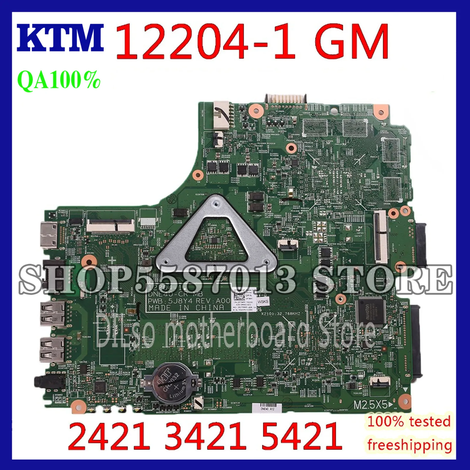 

KEFU 12204-1 For Dell INSPIRON 2421 3421 5421 Laptop Motherboard CN-07GDDC 12204-1 with Dual-core CPU orginal Test Motherboard