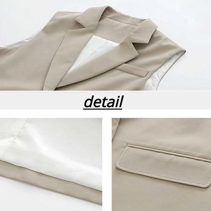 

Vests Women Pure Spring Pocket Korean Fashion Waistcoats Design Feminino Clothes Formal Pockets Loose Khaki Stylish College Ins