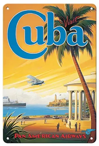 

Посетите Куба-Pan American Airlines (PAA) -Гавана-Морро кабана-авиакомпании Kerne Erickson, металлический жестяной знак